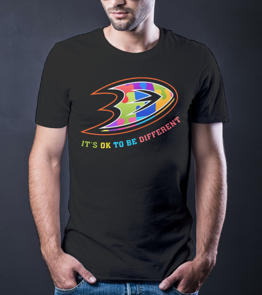Anaheim Ducks It's Ok To Be Different Rainbow T-Shirt