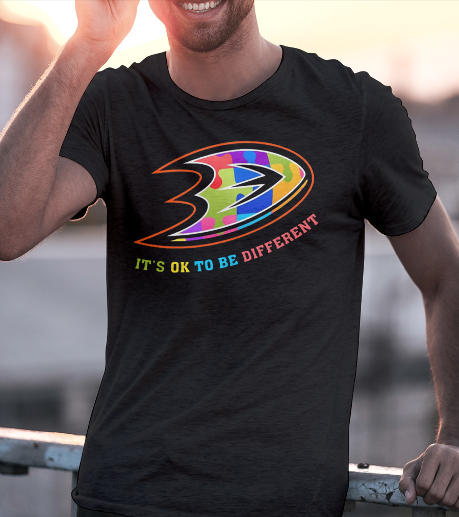 Anaheim Ducks It's Ok To Be Different Rainbow T-Shirt