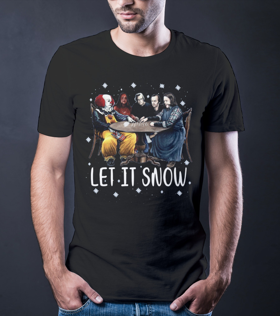 Stephen King Horror Friends Characters Let It Snow Holiday Scene T-Shirt