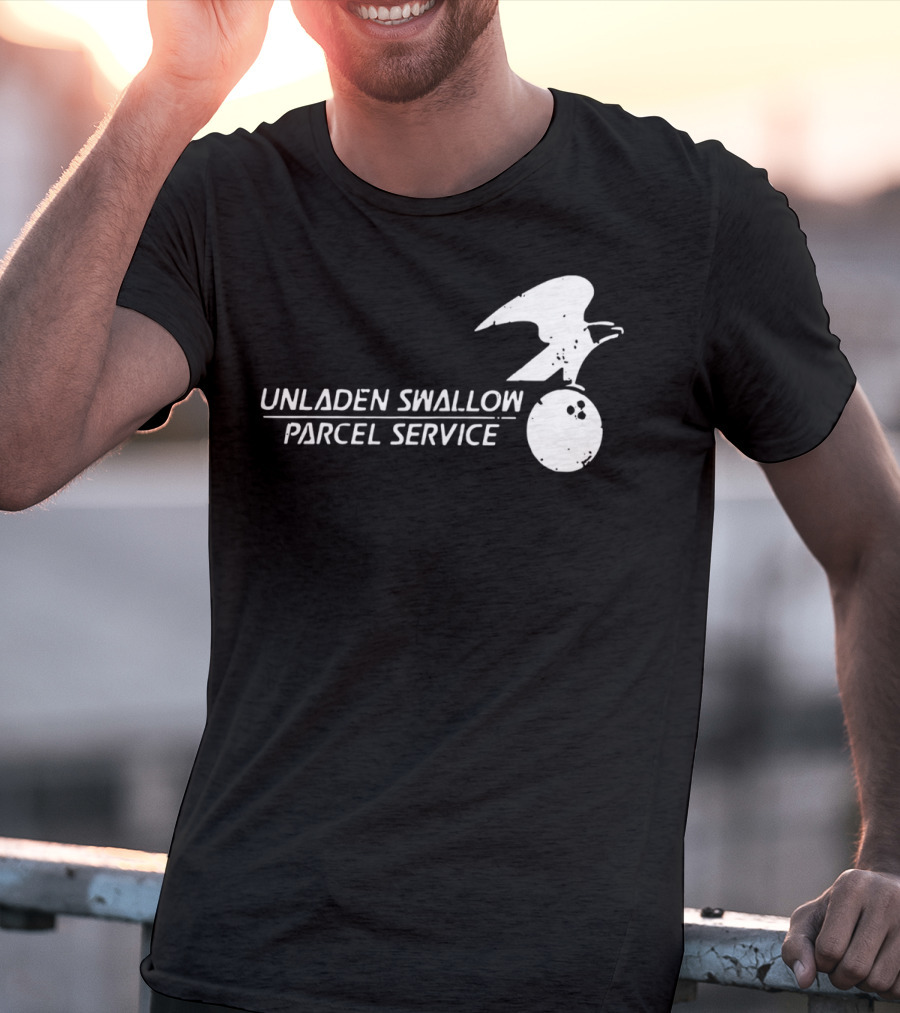 Unladen Swallow Parcel Service Monty Python Bowling Ball Bird T-Shirt