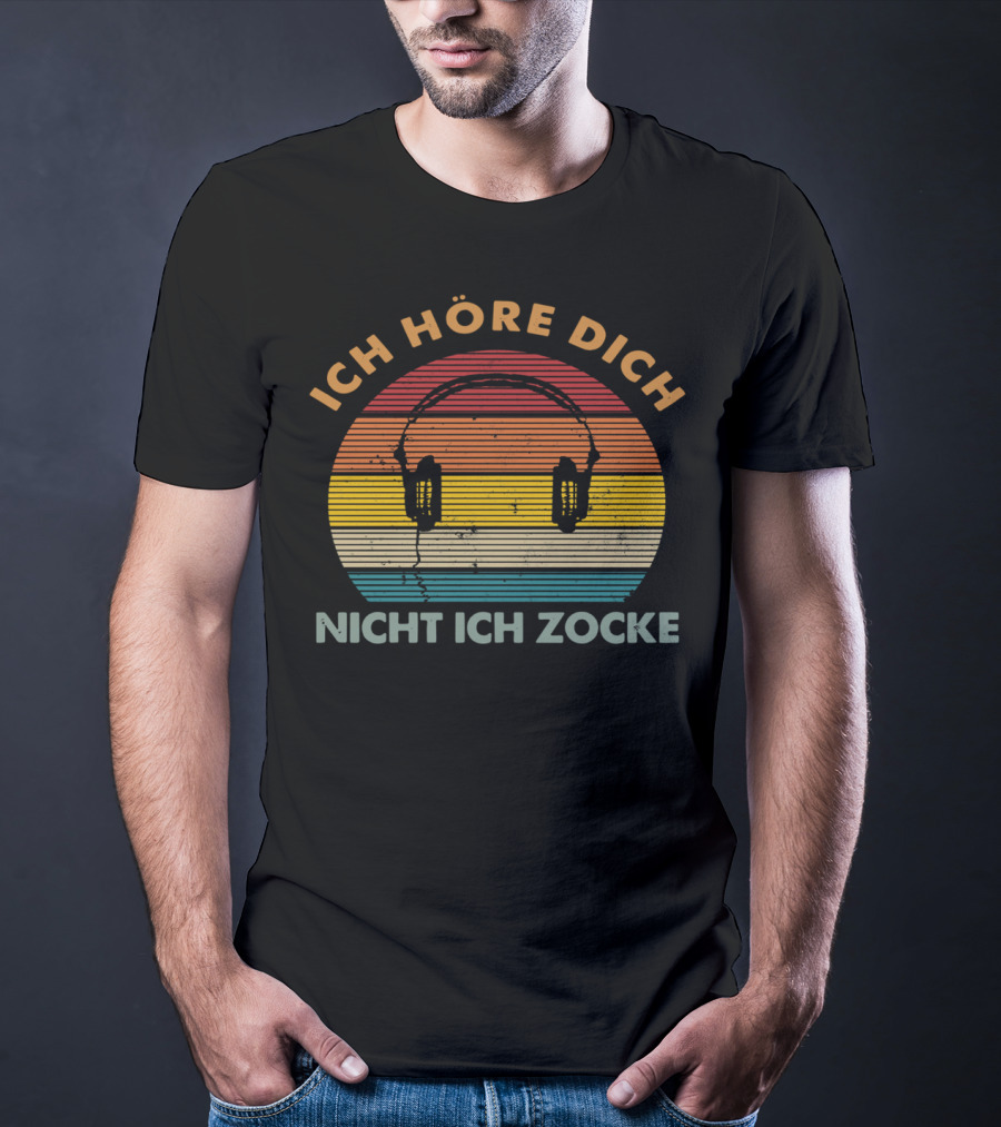 Ich Höre Dich Nicht Ich Zocke Retro Headphones Sunburst T-Shirt