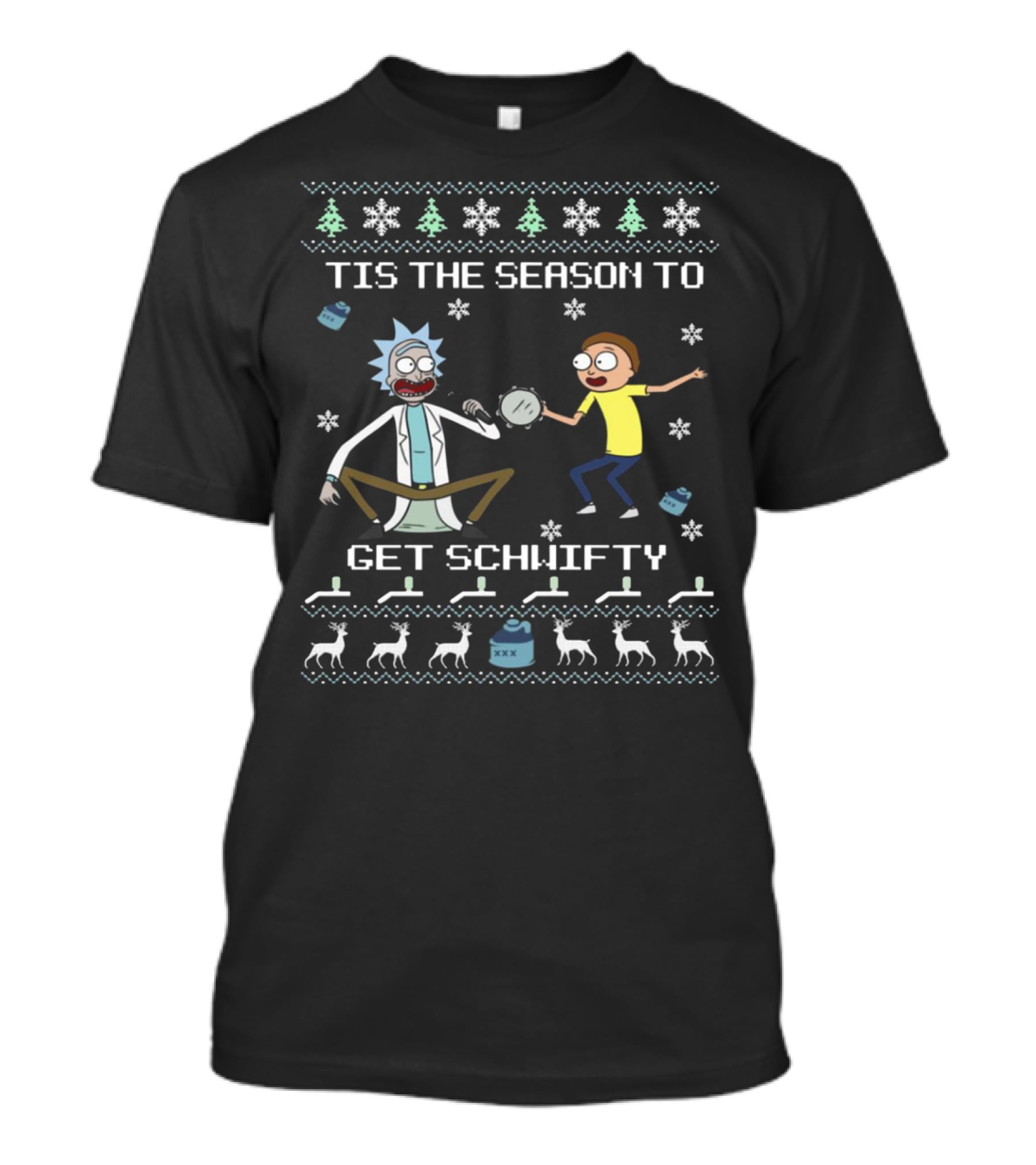 Rick And Morty Tis The Season To Get Schwifty Holiday Ugly T-Shirt