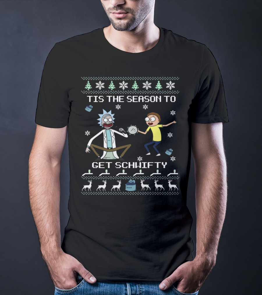Rick And Morty Tis The Season To Get Schwifty Holiday Ugly T-Shirt