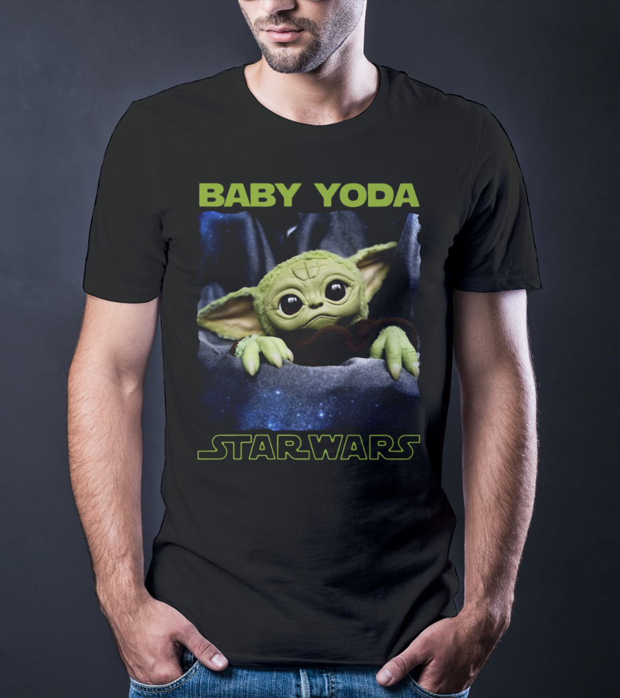 Baby Yoda Star Wars Galaxy Background T-Shirt