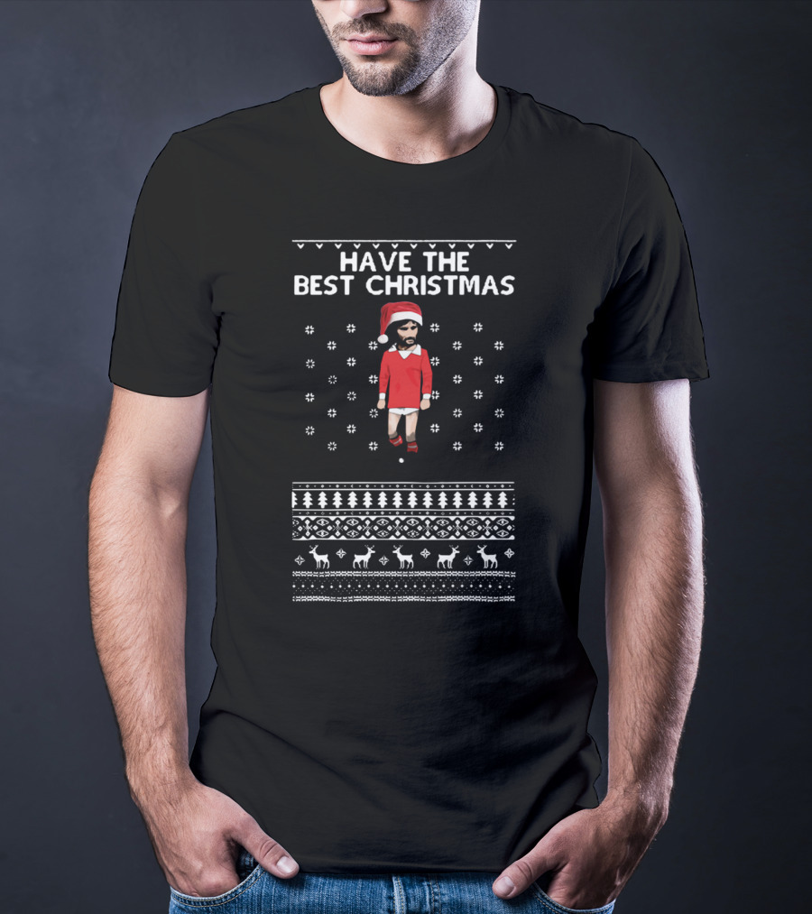 Have The Best Christmas George Best Snowy Santa T-Shirt