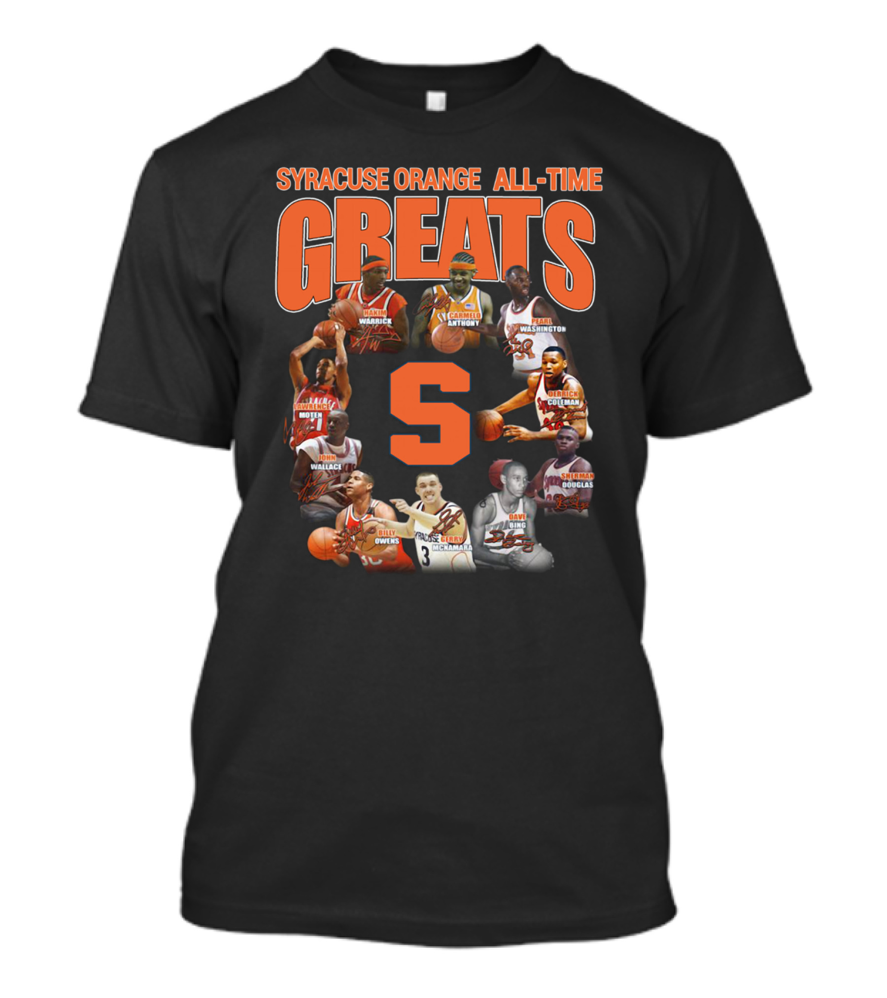 Syracuse Orange All-Time Greats Basketball Legends Featuring Carmelo Anthony And Pearl Washington T-Shirt