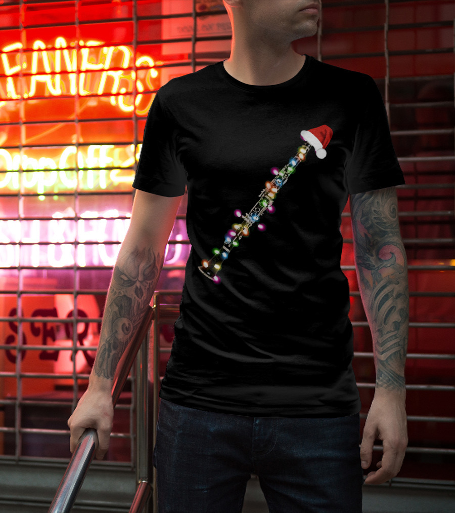 Santa Clarinet With Christmas Lights T-Shirt