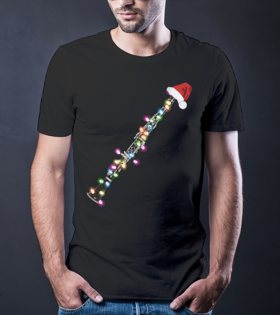 Santa Clarinet With Christmas Lights T-Shirt
