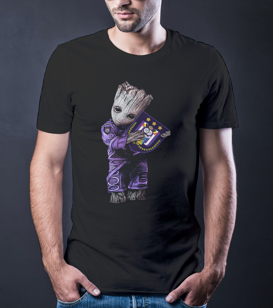 Baby Groot Hugging R.S.C. Anderlecht Emblem T-Shirt