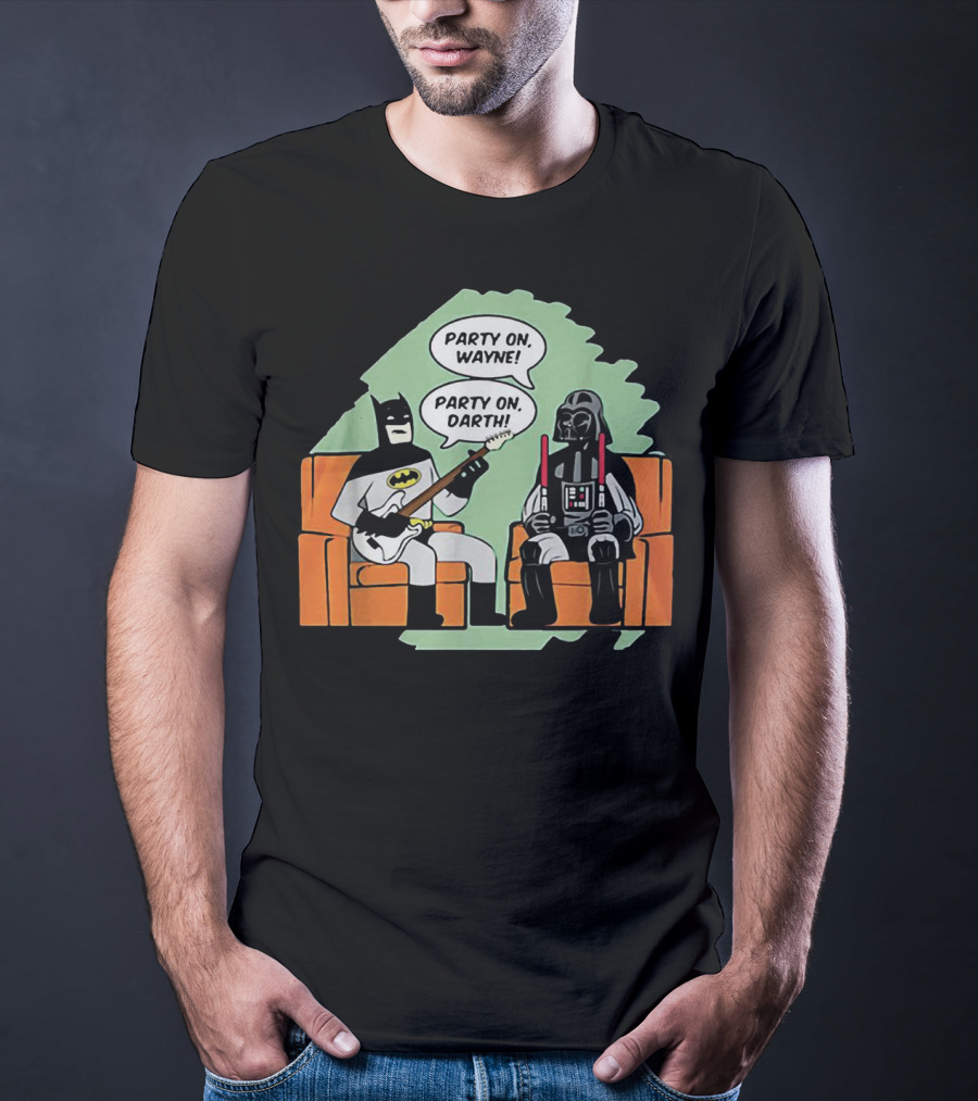 Batman And Darth Vader Party On Wayne Party On Darth T-Shirt