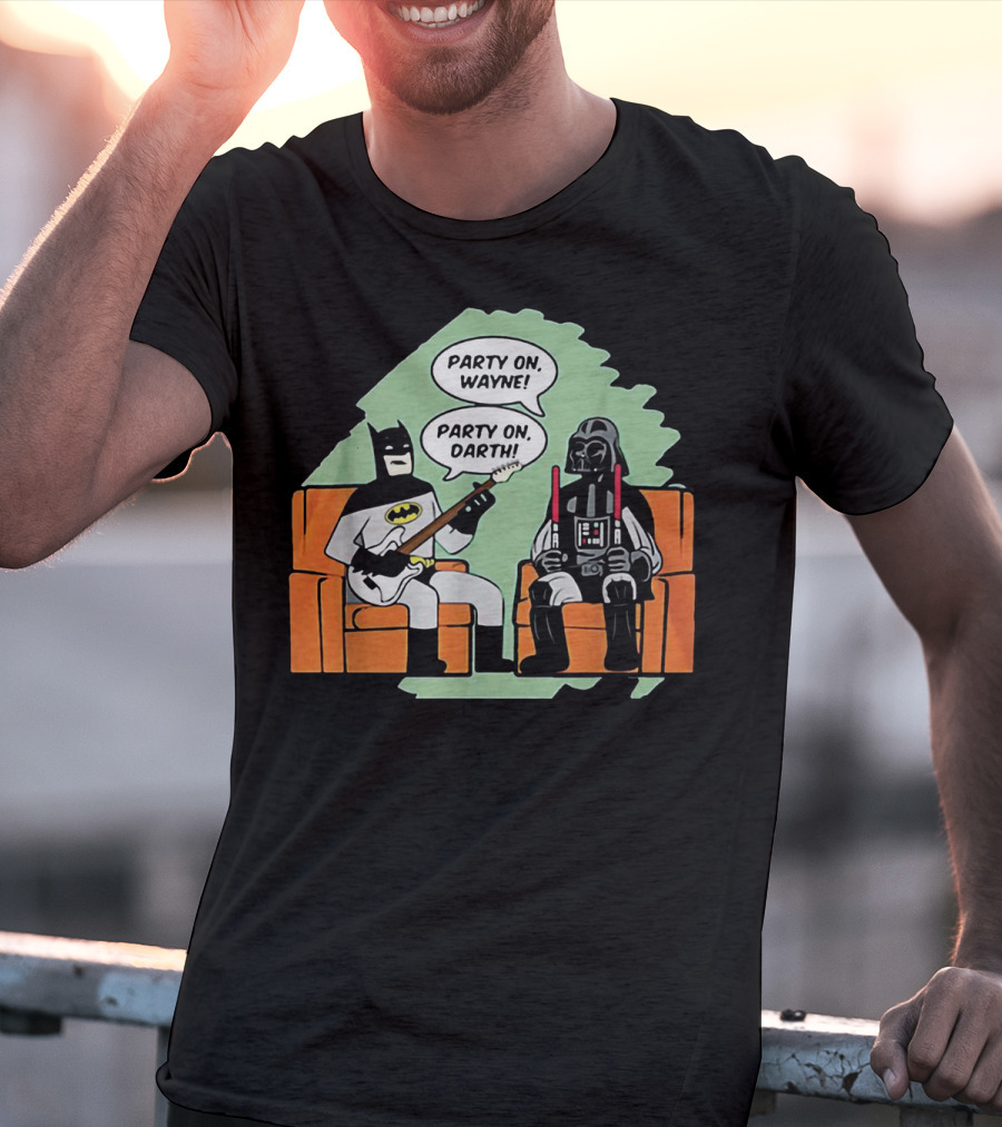 Batman And Darth Vader Party On Wayne Party On Darth T-Shirt
