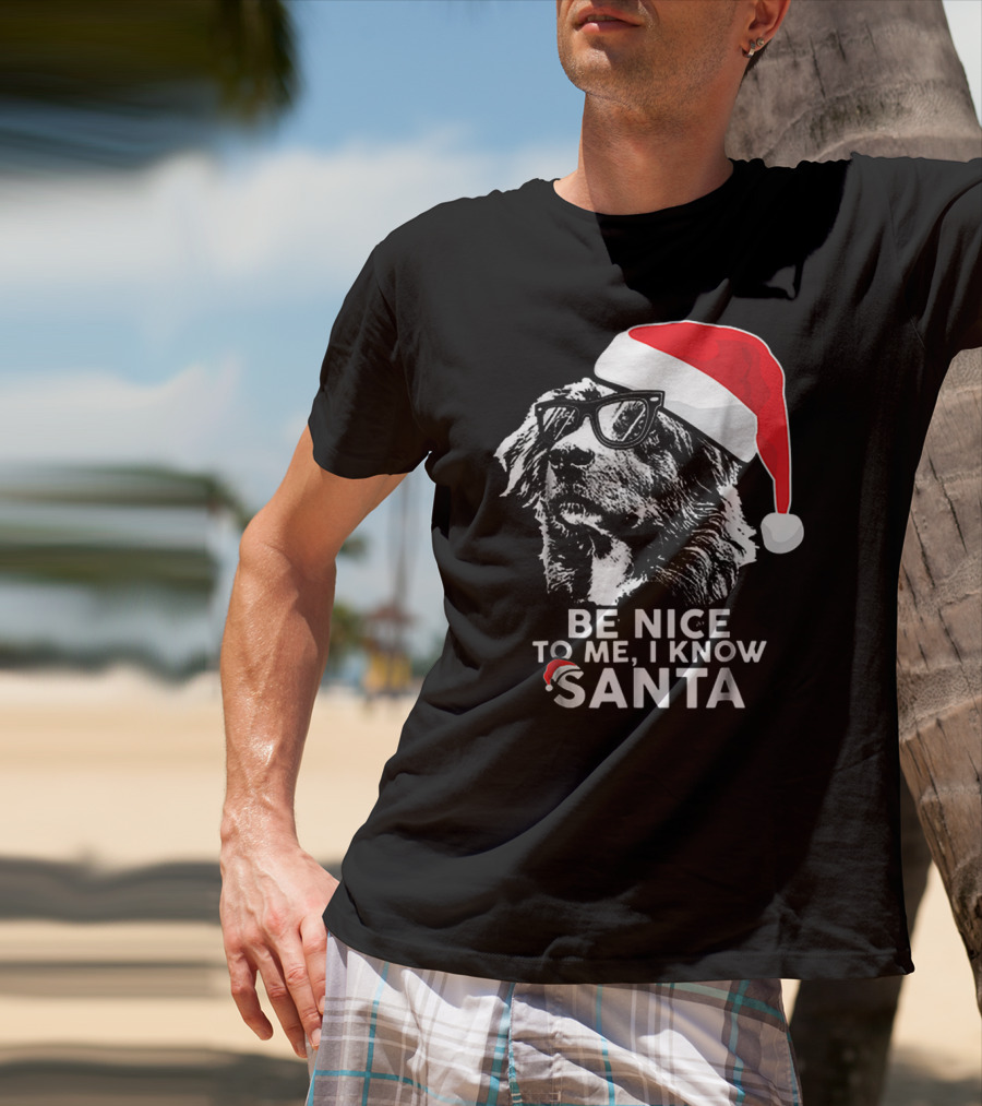 Be Nice To Me I Know Santa Australian Shepherd Christmas T-Shirt