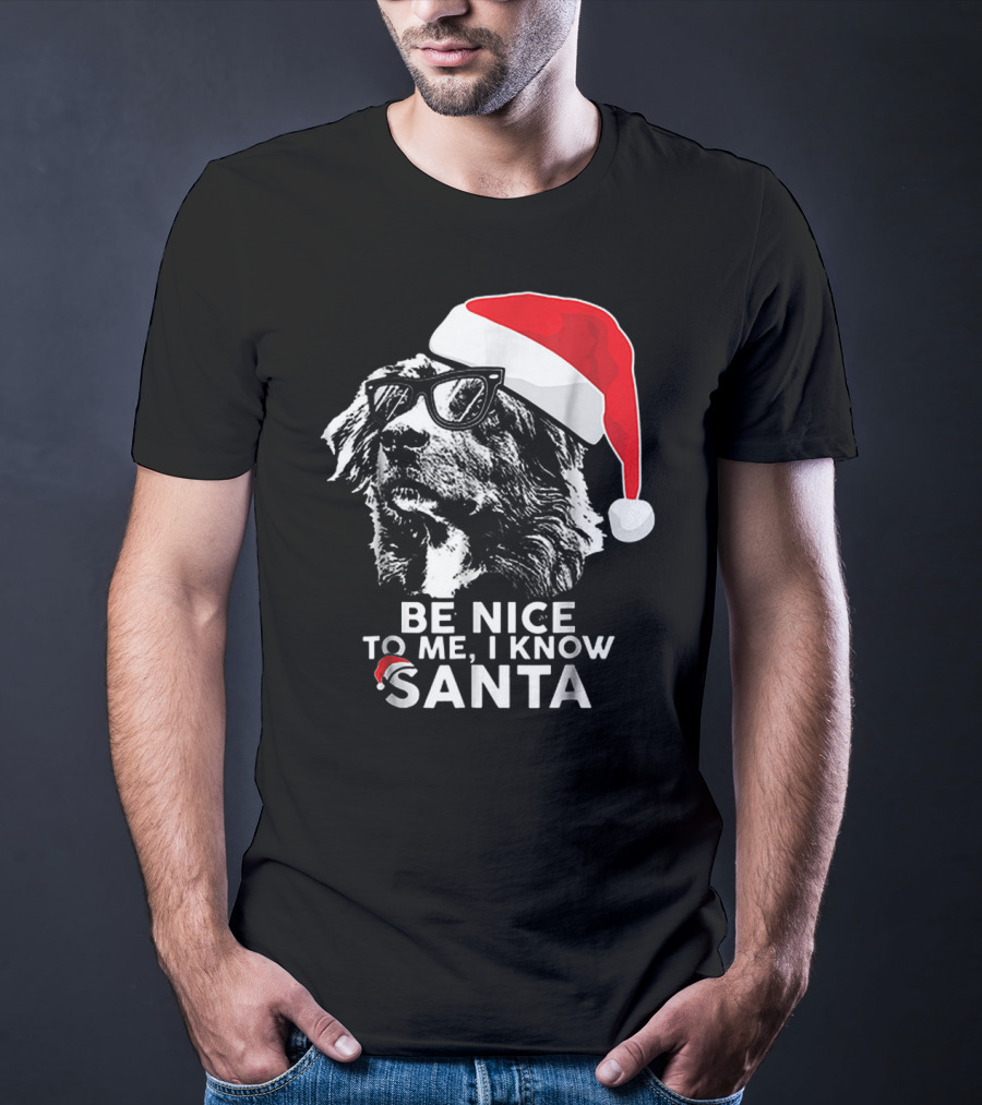 Be Nice To Me I Know Santa Australian Shepherd Christmas T-Shirt