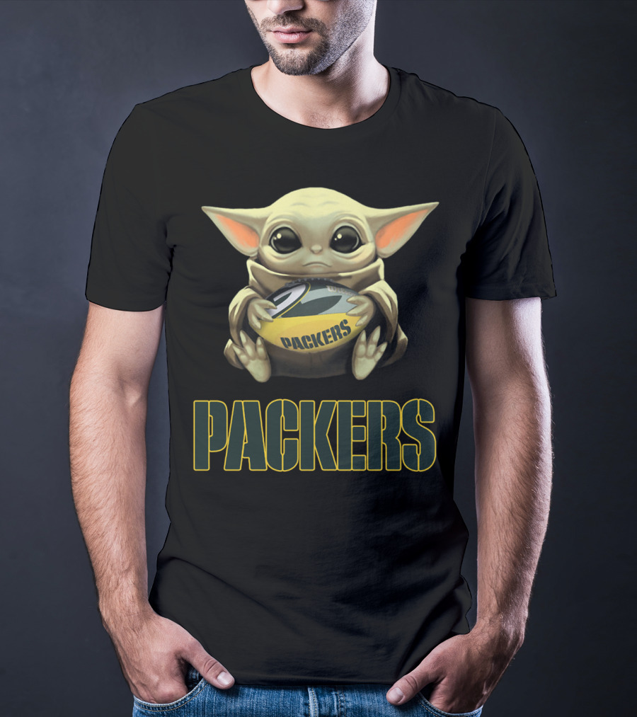 Baby Yoda Holding Packers Football Packers T-Shirt