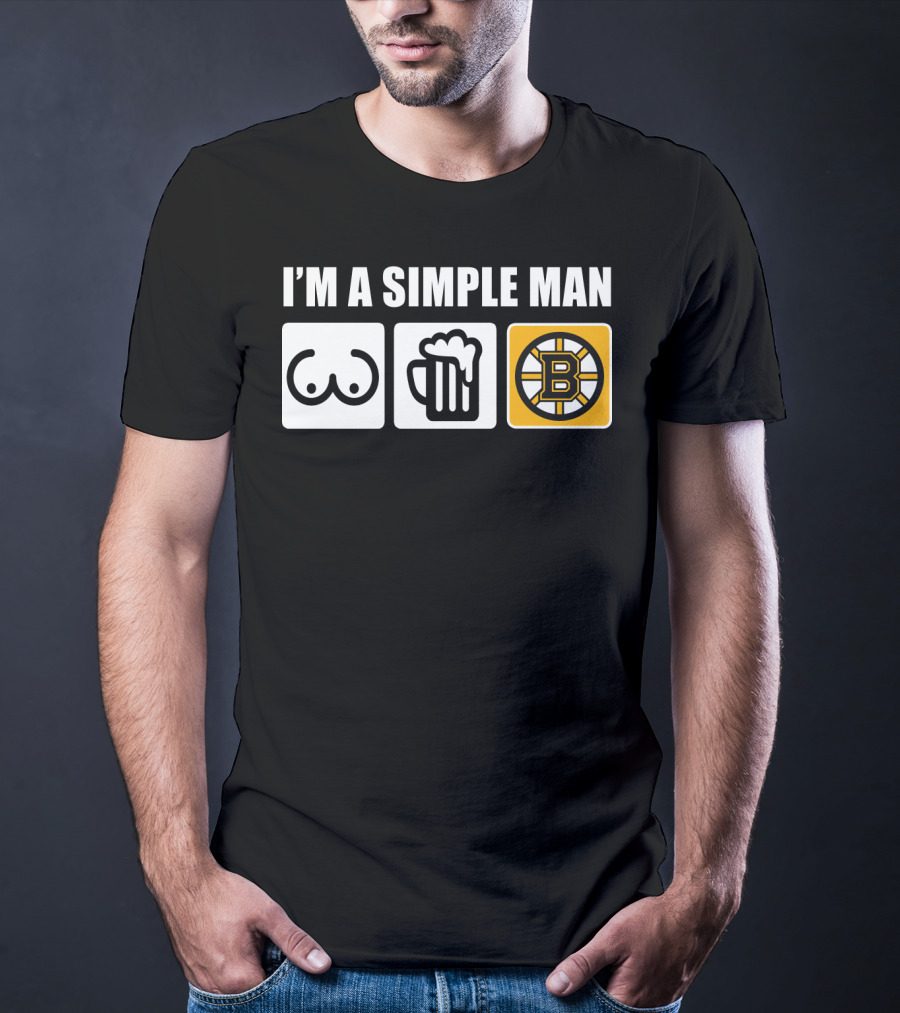 Bruins I'm A Simple Man Icons Brew Beer Logo Hockey Fan T-Shirt