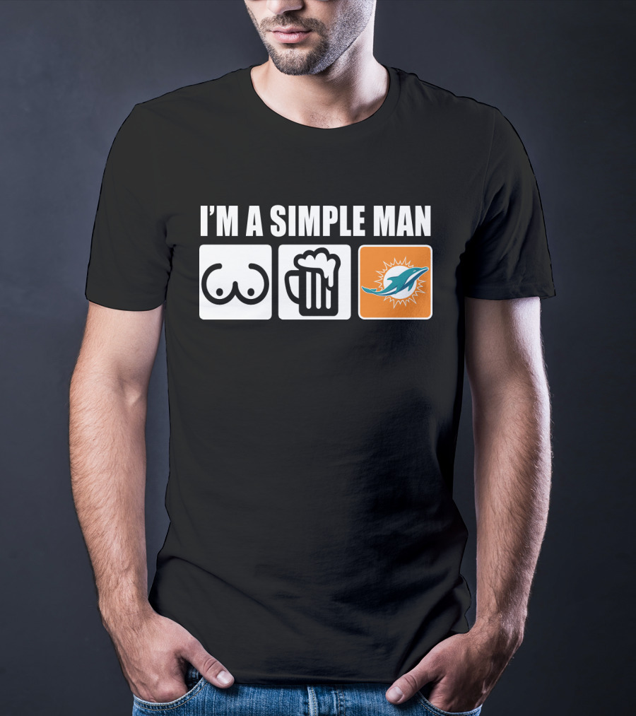 I'm A Simple Man Dolphins Beer Symbols T-Shirt