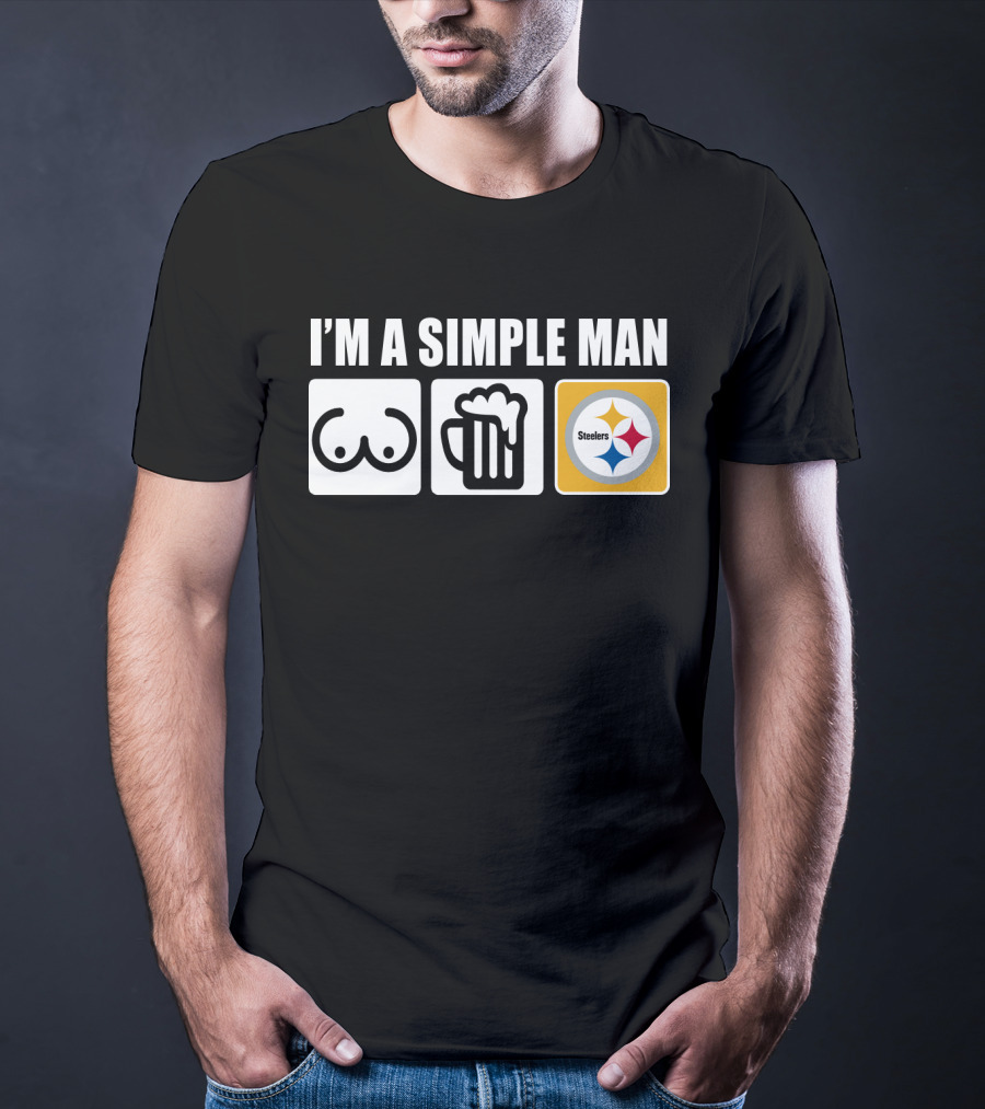 STEELERS I'M A SIMPLE MAN Icons Of Woman Beer Football T-Shirt