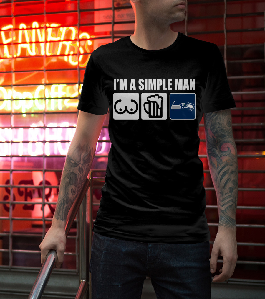 I'm A Simple Man Seahawks Icons And Beer T-Shirt