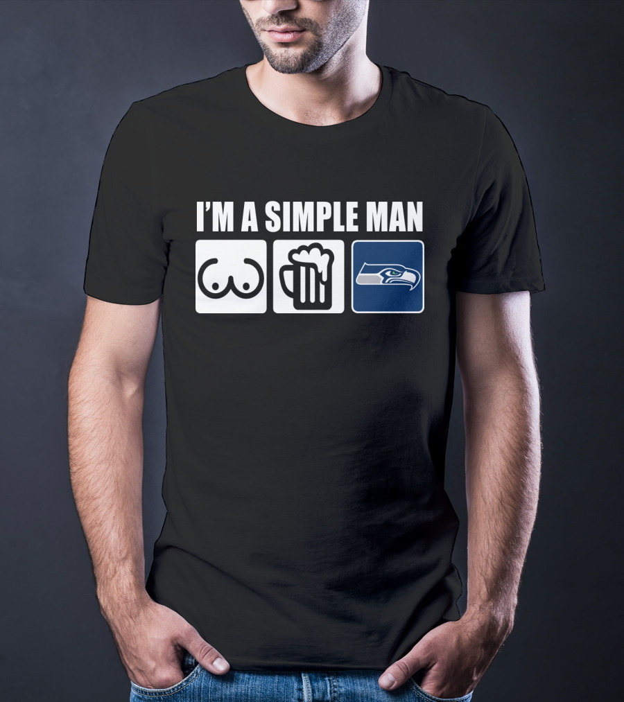 I'm A Simple Man Seahawks Icons And Beer T-Shirt