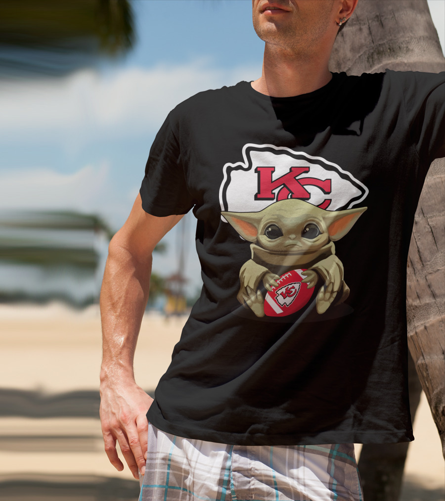 Baby Yoda KC Chiefs Football Fan T-Shirt