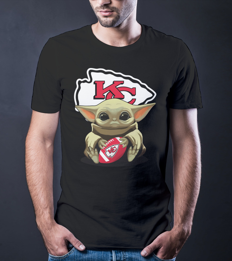 Baby Yoda KC Chiefs Football Fan T-Shirt