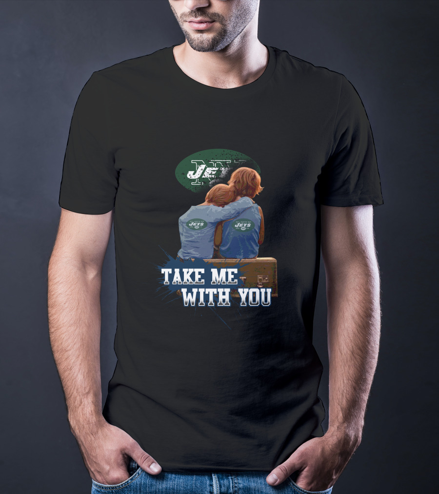 Jets Take Me With You New York Green Football Team Symbol Hugging Kids T-Shirt