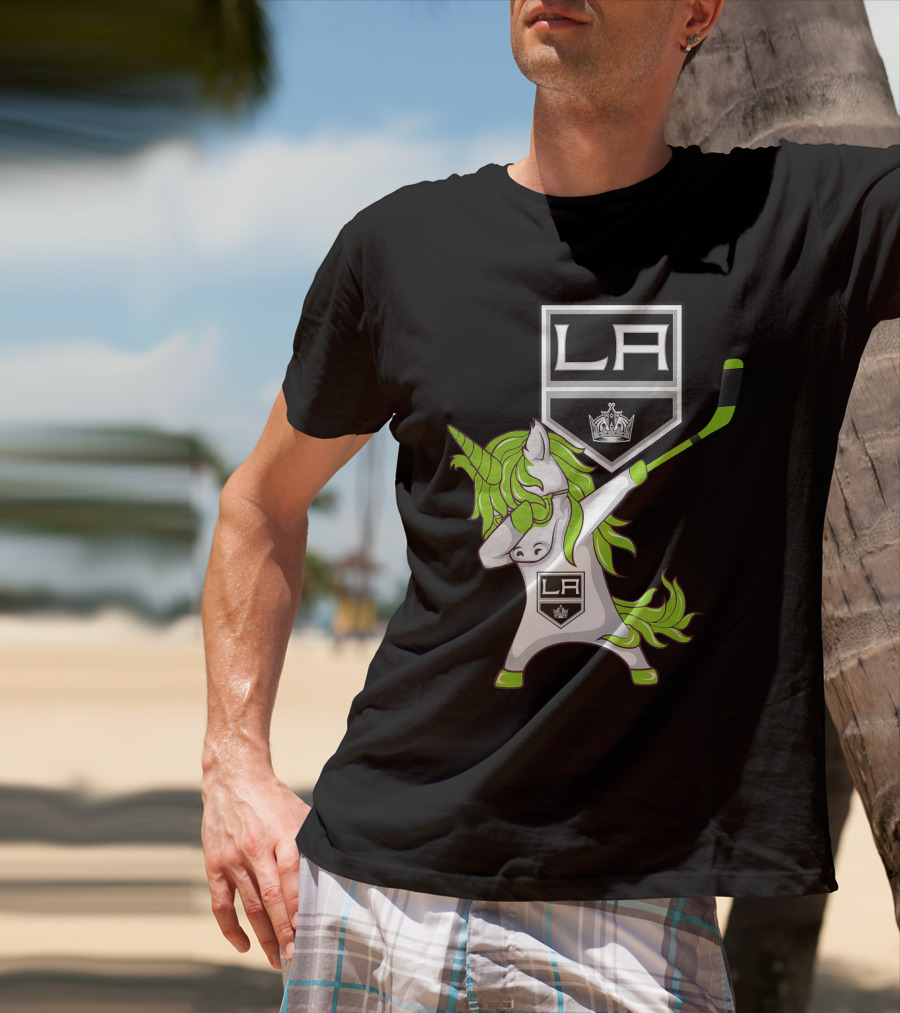 St Patrick Day Dabbing Unicorn Hockey Los Angeles Kings T-Shirt