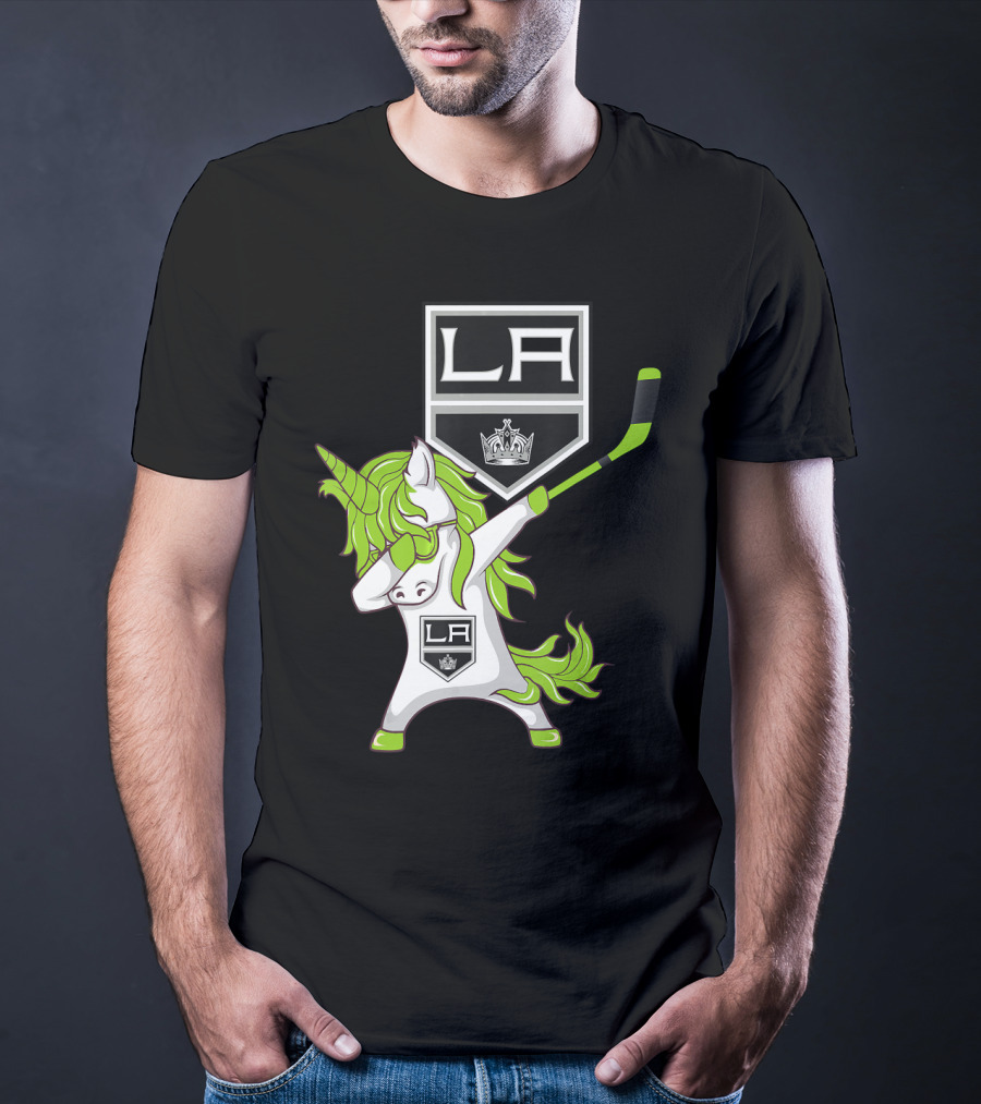 St Patrick Day Dabbing Unicorn Hockey Los Angeles Kings T-Shirt