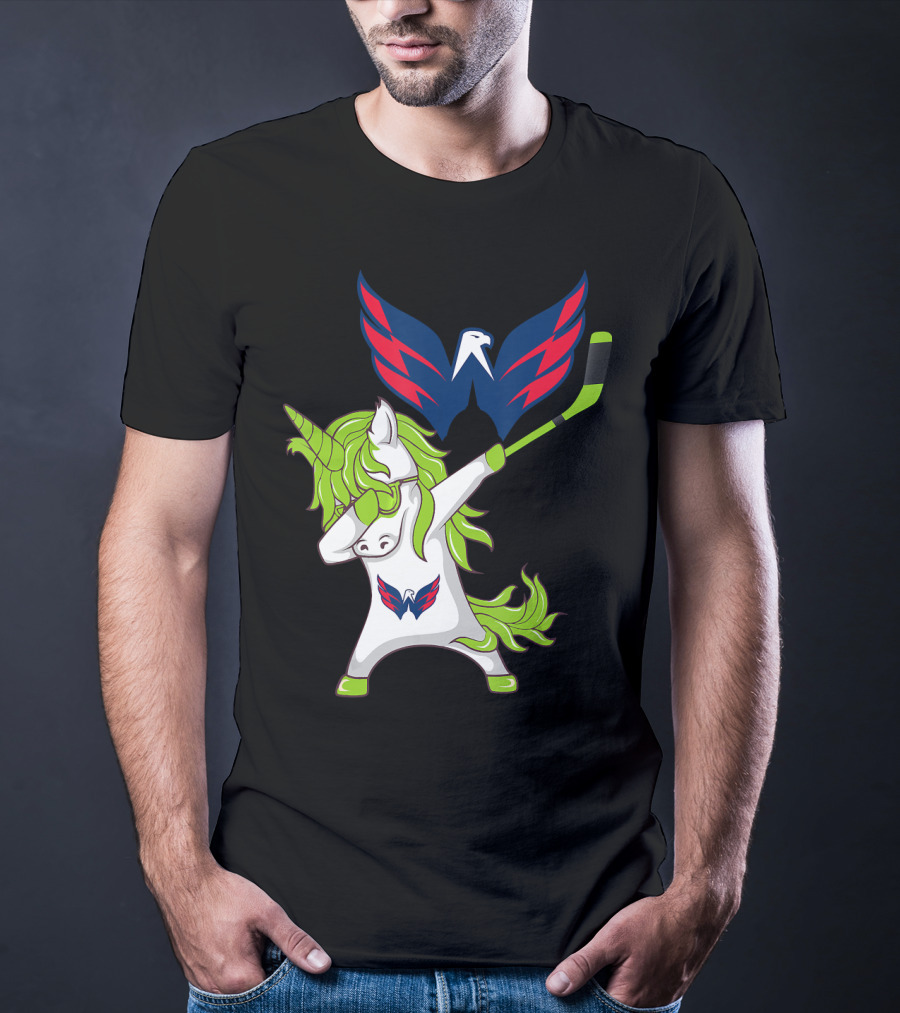 St Patrick's Day Dabbing Unicorn With Washington Capitals Hockey T-Shirt