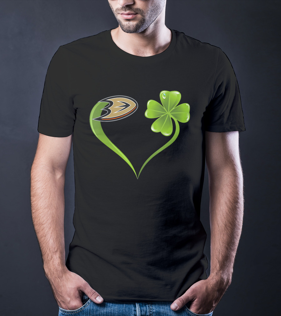 St Patrick's Day Anaheim Ducks Shamrock Heart T-Shirt