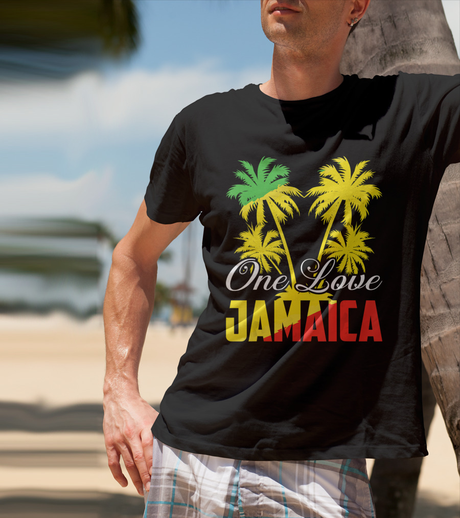 One Love Jamaica Vacation Reggae Music Palm Trees T-Shirt