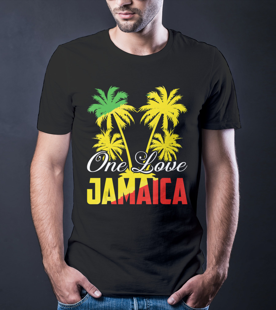 One Love Jamaica Vacation Reggae Music Palm Trees T-Shirt