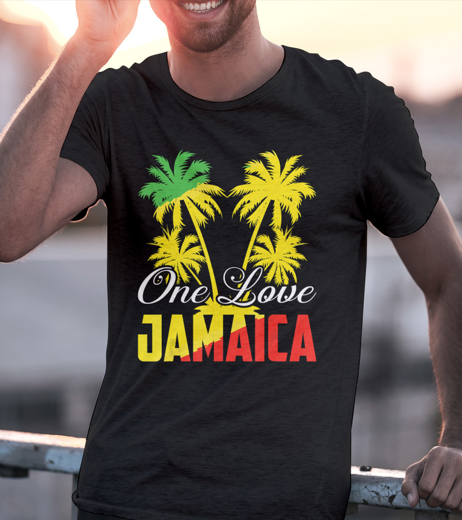 One Love Jamaica Vacation Reggae Music Palm Trees T-Shirt