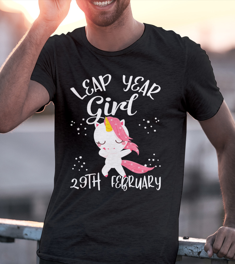 Leap Year Girl 29Th February Birthday Unicorn T-Shirt