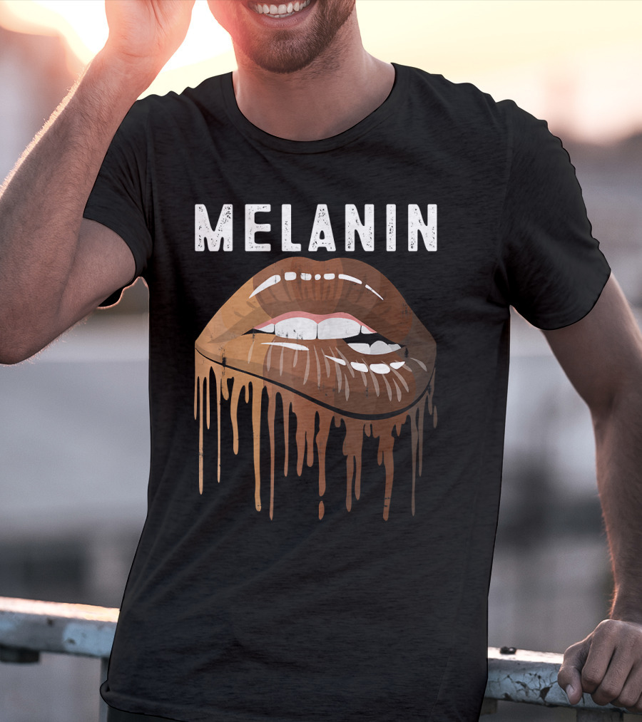 Melanin Dripping Lips Art Black History African American Pride T-Shirt