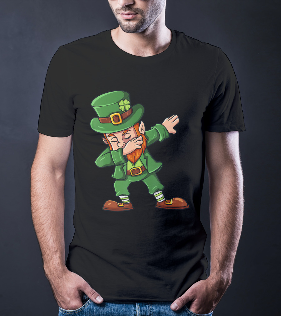 St Patricks Day Dabbing Leprechaun Irish Lucky Clover T-Shirt