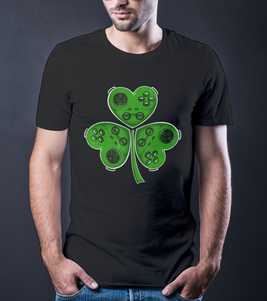 Video Game Controller Shamrock St Patrick Day T-Shirt