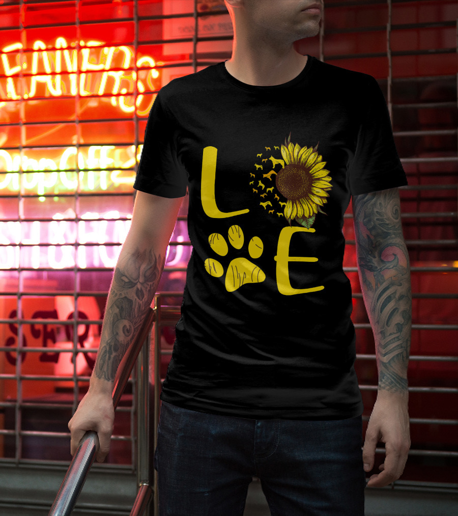 LOVE Australian Cattle Dog Paw Sunflower T-Shirt