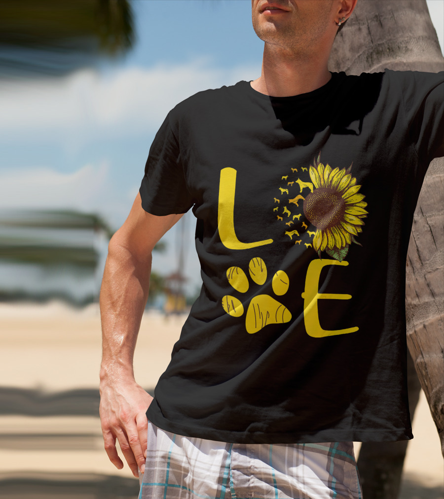 LOVE Australian Cattle Dog Paw Sunflower T-Shirt