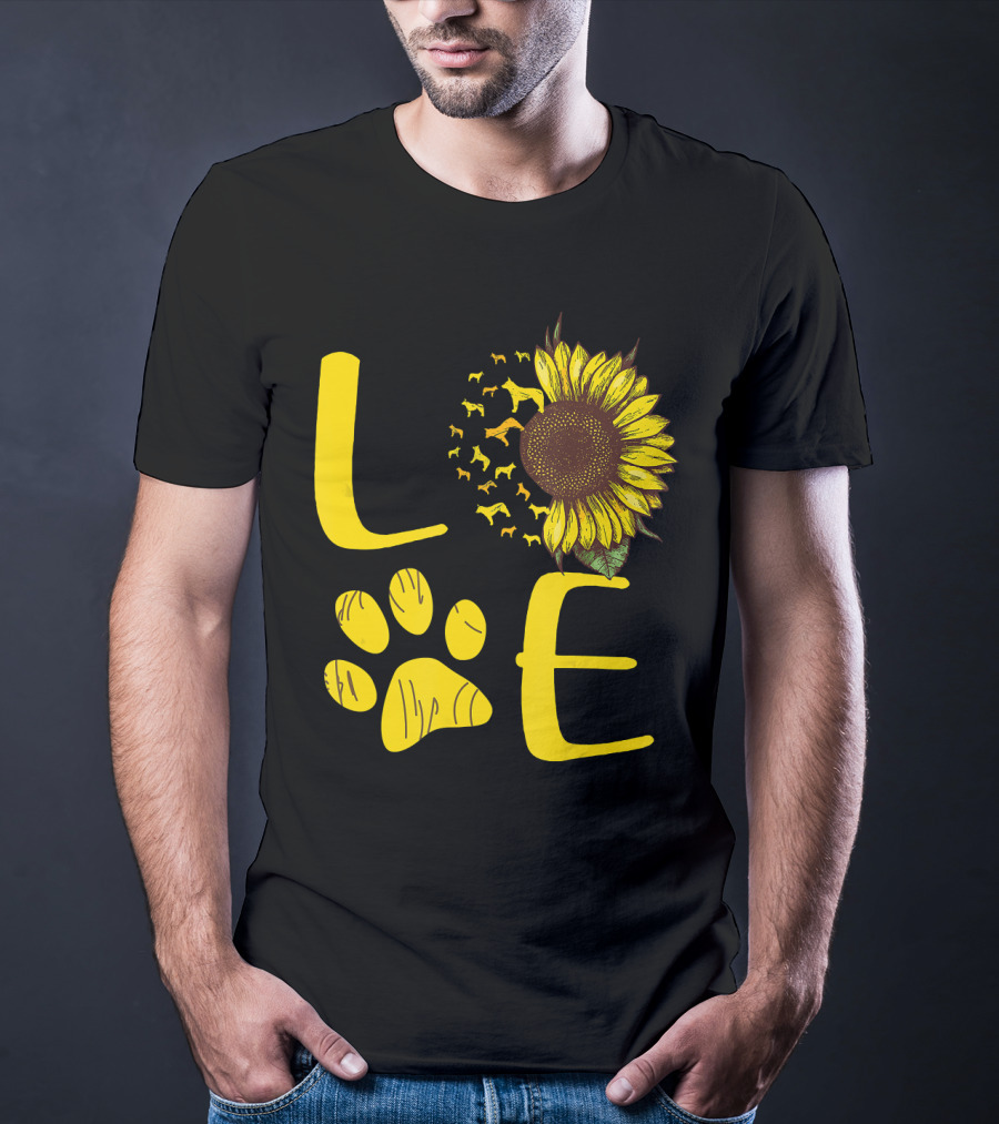 LOVE Australian Cattle Dog Paw Sunflower T-Shirt