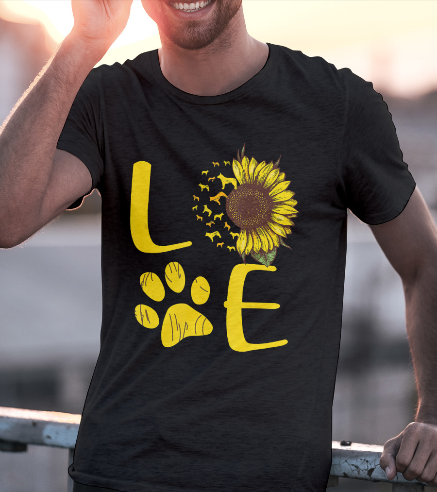 LOVE Australian Cattle Dog Paw Sunflower T-Shirt