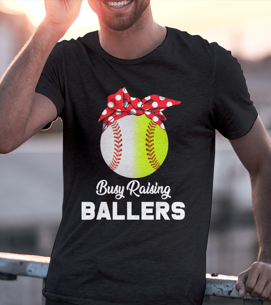 Busy Raising Ballers Baseball Softball Bow T-Shirt