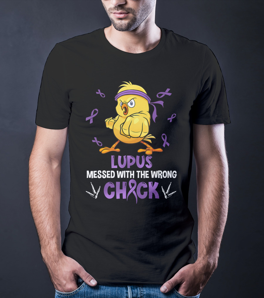 Lupus Messed With The Wrong Chick Purple Ribbon Fighting Bird T-Shirt