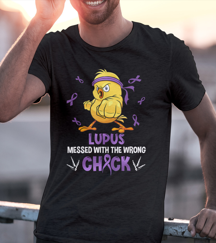 Lupus Messed With The Wrong Chick Purple Ribbon Fighting Bird T-Shirt
