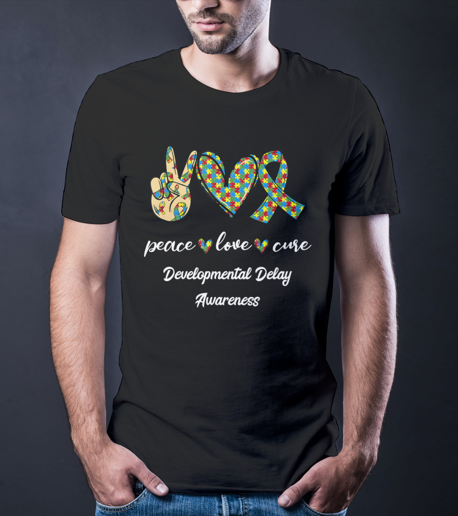 Peace Love Cure Developmental Delay Awareness T-Shirt
