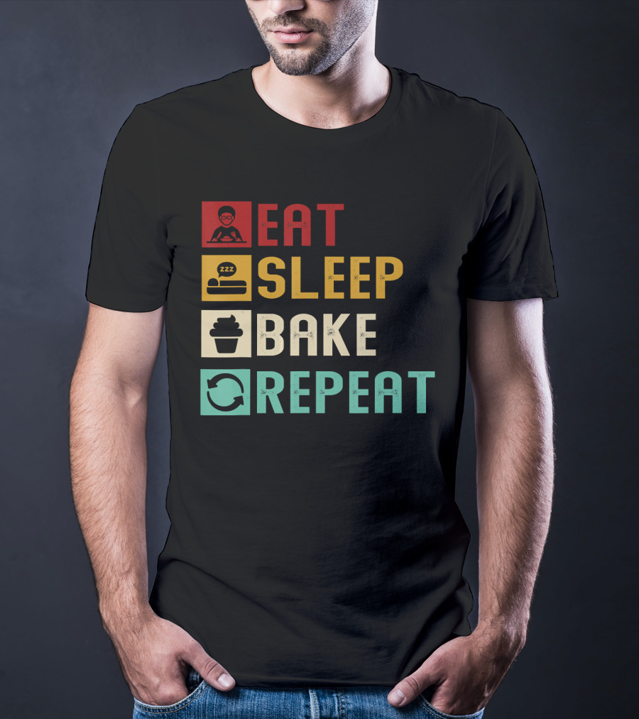 Eat Sleep Bake Repeat Vintage Baking Baker T-Shirt