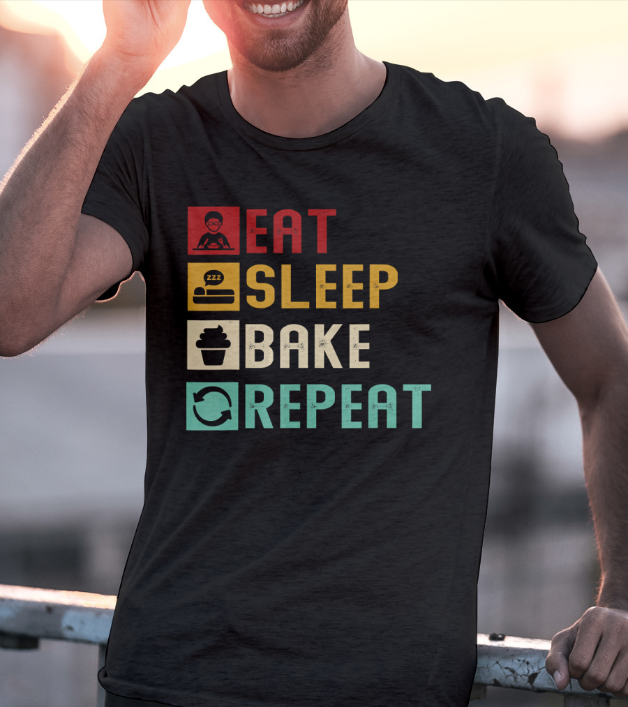 Eat Sleep Bake Repeat Vintage Baking Baker T-Shirt