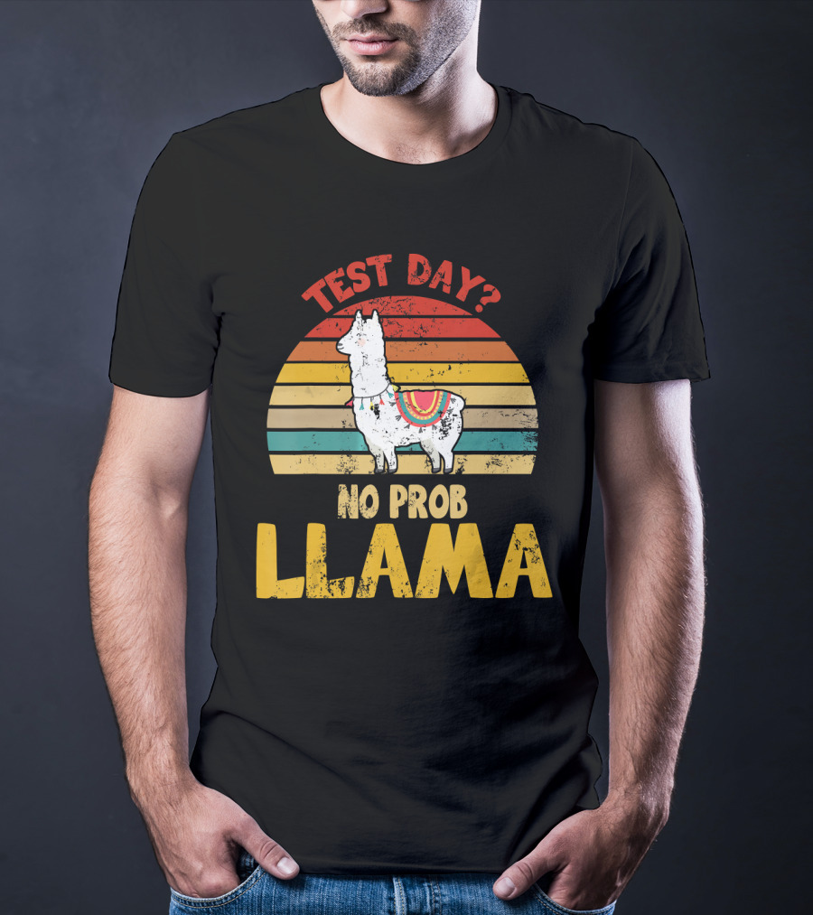 Vintage Test Day? No Prob Llama Retro Teacher T-Shirt