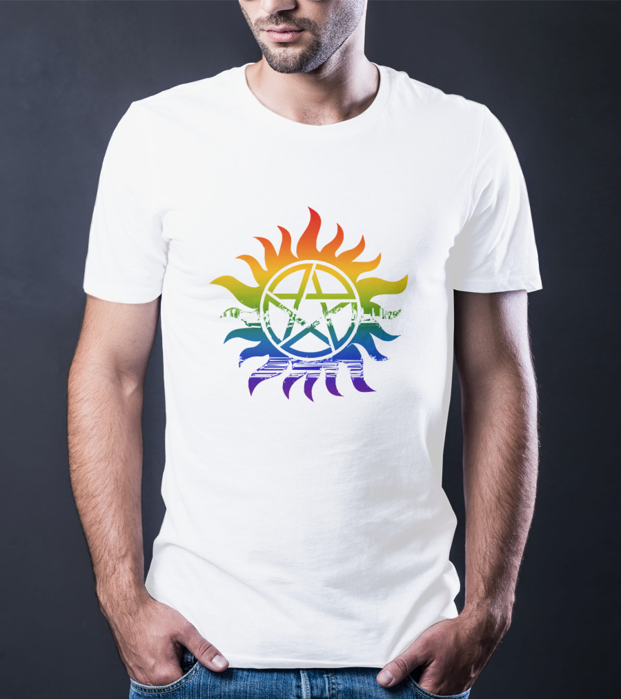 Supernatural Rainbow Pentagram Pride T-Shirt
