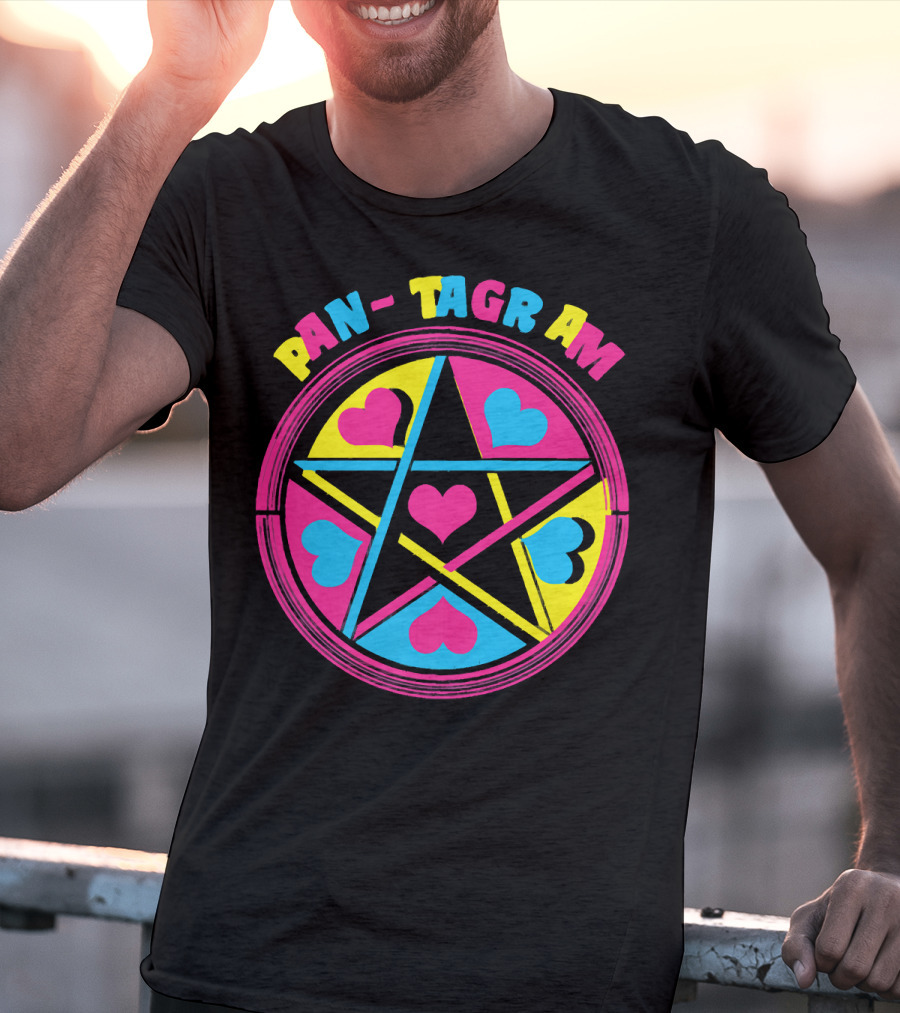 PAN-TAGRAM Hearts And Pentagram Retro T-Shirt
